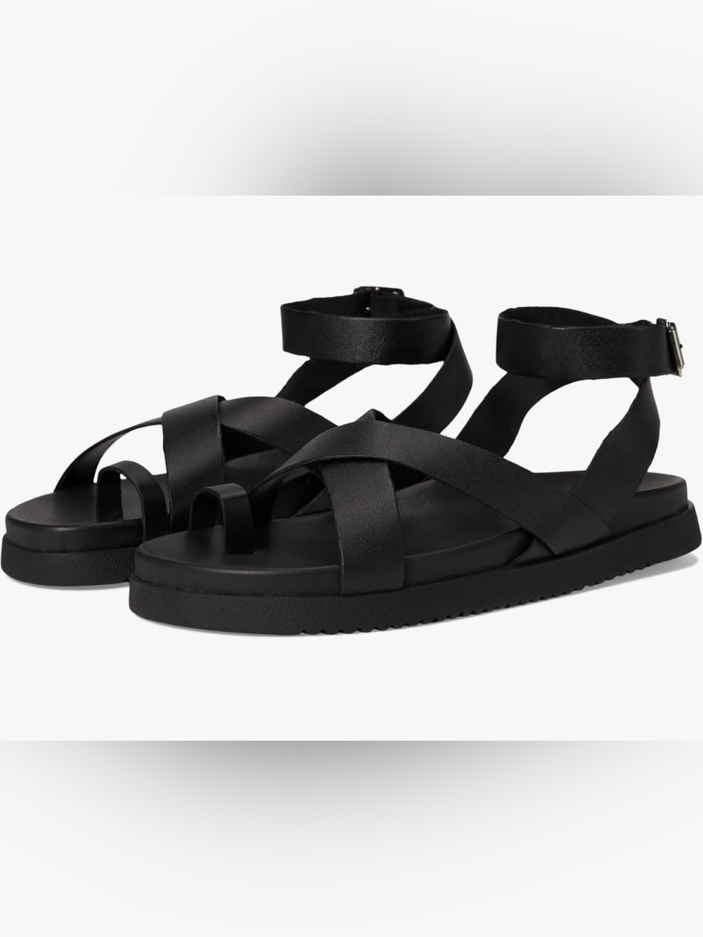 Brand new - never worn. Steve Madden Black Mira-Crisscross Ankle-Strap Sandals
